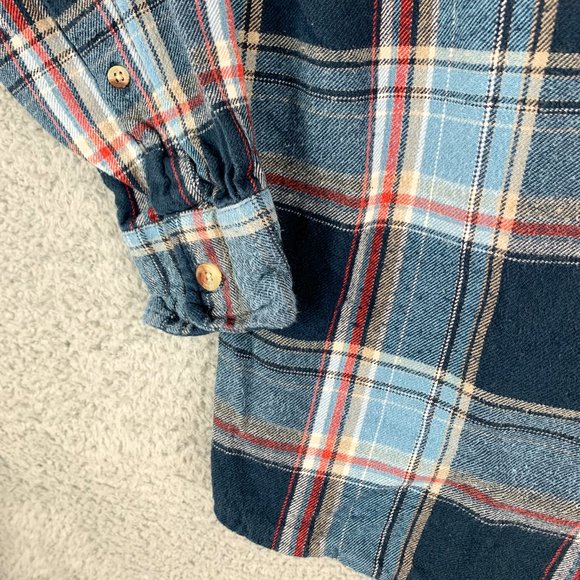RedHead Flannel Shirt Mens Medium Blue Red Plaid Outdoor Hike Camp Fish Hunt - Picture 4 of 12